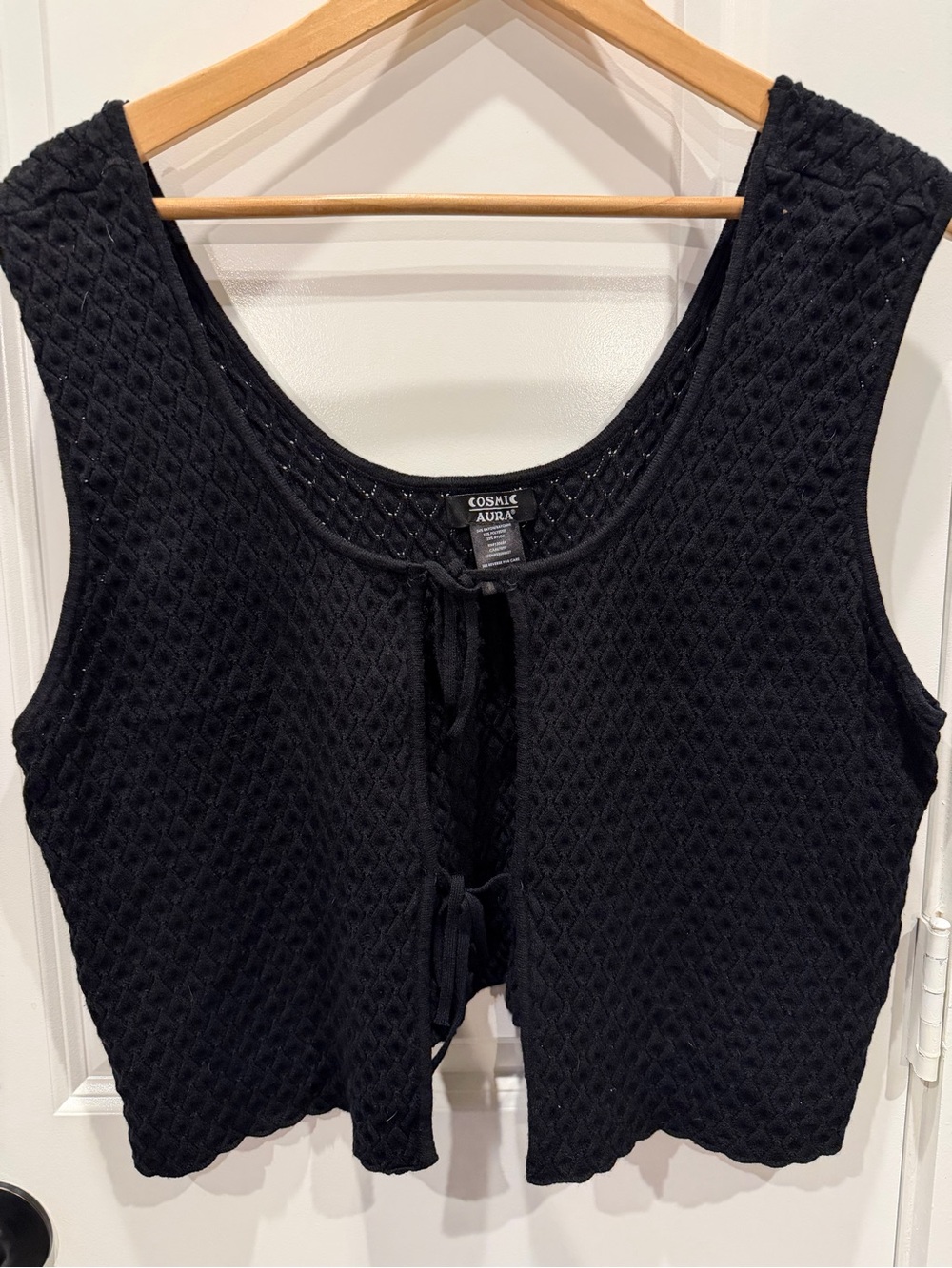 COSAIC AURA Black Knit Tie-Front Tank
